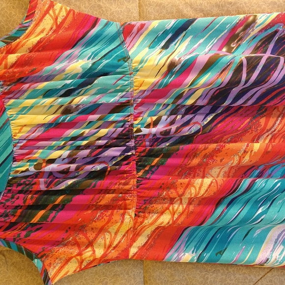 Multi-Color Sleeveless Tiered Long Dress Size: L - Picture 7 of 10